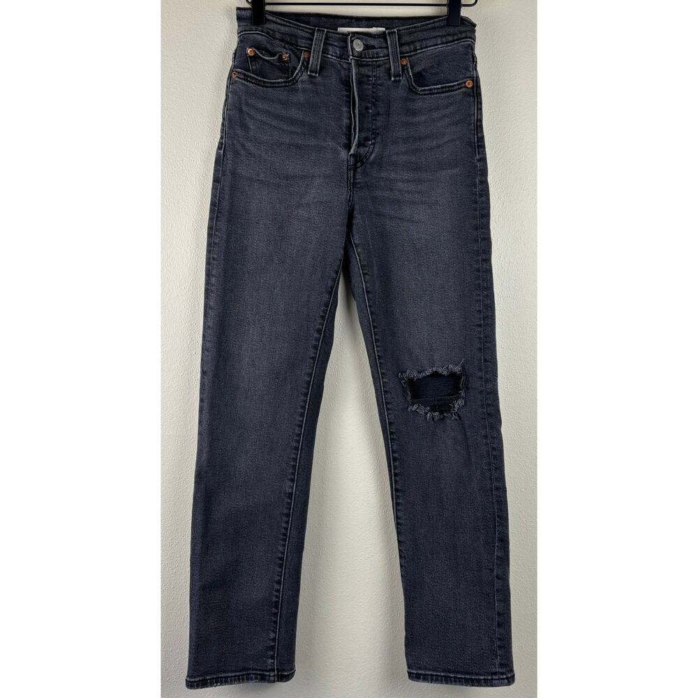 Levi's Women's Wedgie Straight Stretch Denim Jeans Size 25 in Black Sprout - Picture 5 of 16